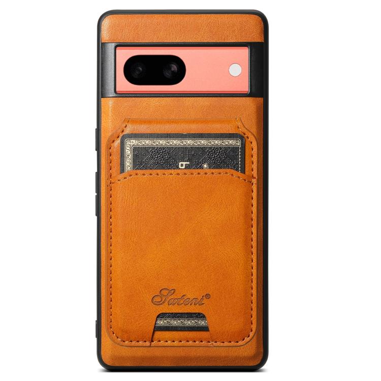 For Google Pixel 7a Suteni H15 Oil Eax Leather Detachable Wallet Back Phone Case(Khaki) - Google Cases by Suteni | Online Shopping UK | buy2fix