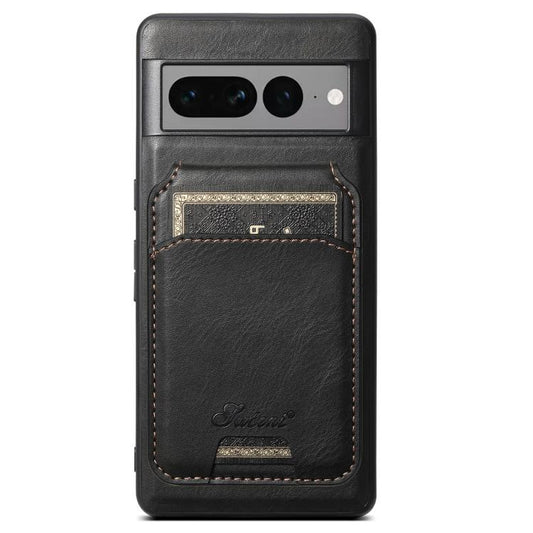For Google Pixel 7 Pro Suteni H15 Oil Eax Leather Detachable Wallet Back Phone Case(Black) - Google Cases by Suteni | Online Shopping UK | buy2fix