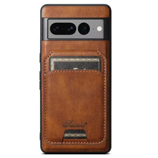For Google Pixel 7 Pro Suteni H15 Oil Eax Leather Detachable Wallet Back Phone Case(Brown) - Google Cases by Suteni | Online Shopping UK | buy2fix