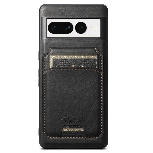 For Google Pixel 7 Suteni H15 Oil Eax Leather Detachable Wallet Back Phone Case(Black) - Google Cases by Suteni | Online Shopping UK | buy2fix