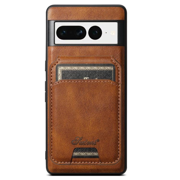 For Google Pixel 7 Suteni H15 Oil Eax Leather Detachable Wallet Back Phone Case(Brown) - Google Cases by Suteni | Online Shopping UK | buy2fix