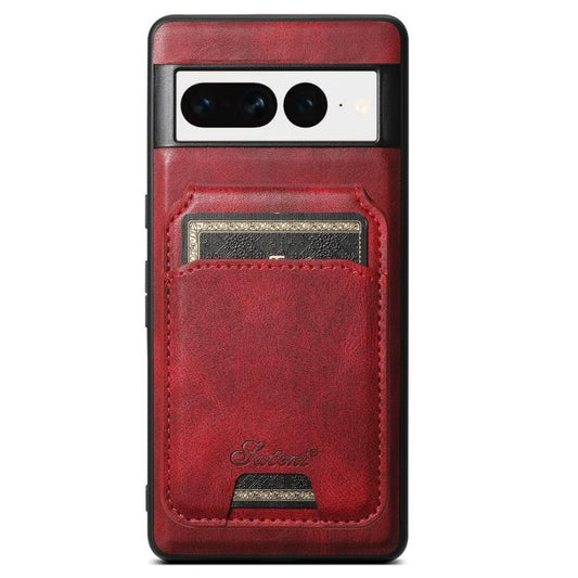 For Google Pixel 7 Suteni H15 Oil Eax Leather Detachable Wallet Back Phone Case(Red) - Google Cases by Suteni | Online Shopping UK | buy2fix