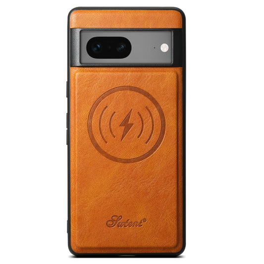 For Google Pixel 7 Suteni H15 Oil Eax Leather Detachable Wallet Back Phone Case(Khaki) - Google Cases by Suteni | Online Shopping UK | buy2fix