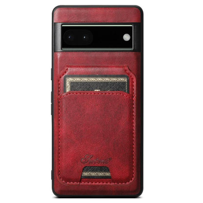 For Google Pixel 6a Suteni H15 Oil Eax Leather Detachable Wallet Back Phone Case(Red) - Google Cases by Suteni | Online Shopping UK | buy2fix