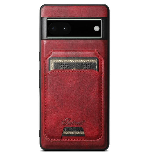 For Google Pixel 6a Suteni H15 Oil Eax Leather Detachable Wallet Back Phone Case(Red) - Google Cases by Suteni | Online Shopping UK | buy2fix