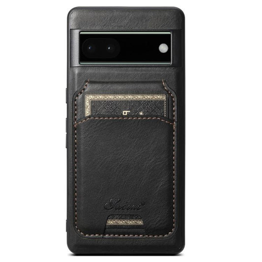For Google Pixel 6 Pro Suteni H15 Oil Eax Leather Detachable Wallet Back Phone Case(Black) - Google Cases by Suteni | Online Shopping UK | buy2fix