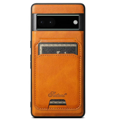 For Google Pixel 6 Pro Suteni H15 Oil Eax Leather Detachable Wallet Back Phone Case(Khaki) by Suteni