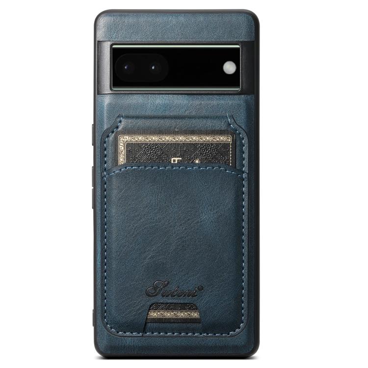 For Google Pixel 6 Pro Suteni H15 Oil Eax Leather Detachable Wallet Back Phone Case(Blue) - Google Cases by Suteni | Online Shopping UK | buy2fix