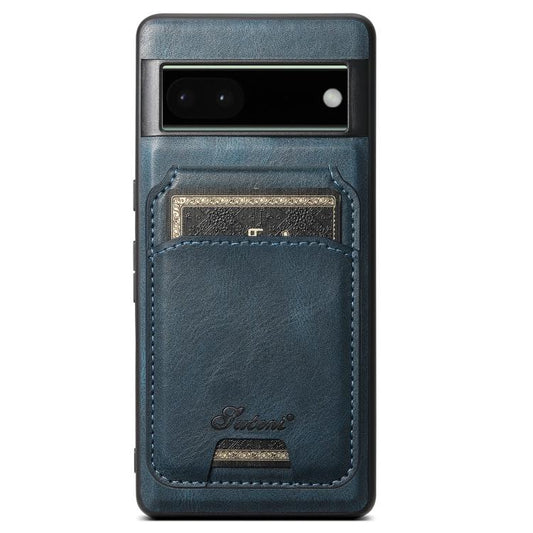 For Google Pixel 6 Pro Suteni H15 Oil Eax Leather Detachable Wallet Back Phone Case(Blue) - Google Cases by Suteni | Online Shopping UK | buy2fix
