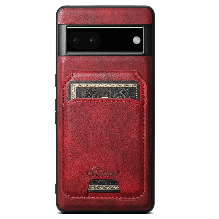 For Google Pixel 6 Suteni H15 Oil Eax Leather Detachable Wallet Back Phone Case(Red) - Google Cases by Suteni | Online Shopping UK | buy2fix