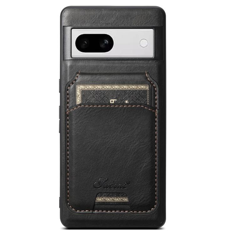 For Google Pixel 8a Suteni H15 Oil Eax Leather Detachable Wallet Back Phone Case(Black) by Suteni