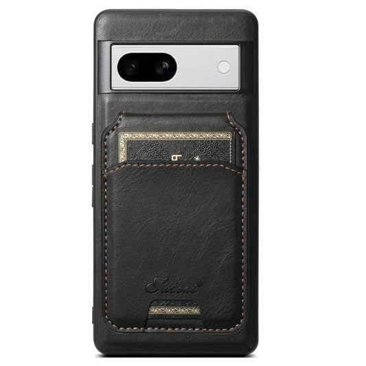 For Google Pixel 8a Suteni H15 Oil Eax Leather Detachable Wallet Back Phone Case(Black) - Google Cases by Suteni | Online Shopping UK | buy2fix
