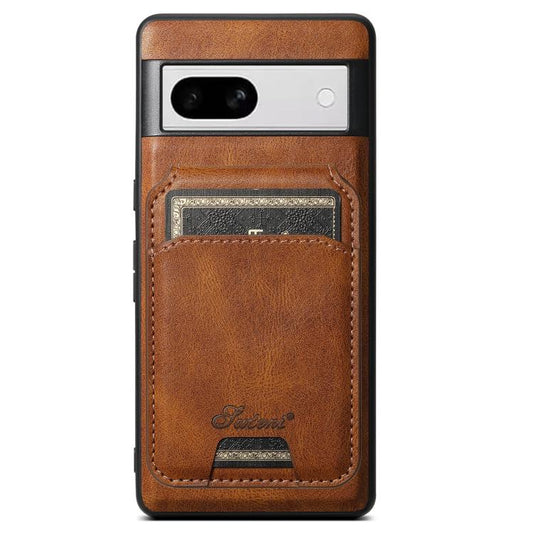 For Google Pixel 8a Suteni H15 Oil Eax Leather Detachable Wallet Back Phone Case(Brown) - Google Cases by Suteni | Online Shopping UK | buy2fix