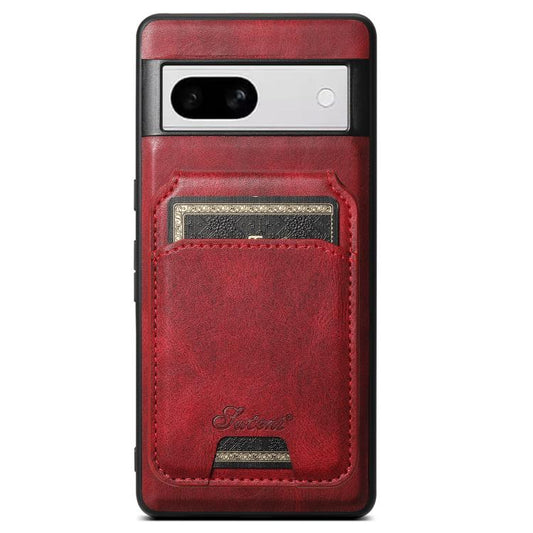 For Google Pixel 8a Suteni H15 Oil Eax Leather Detachable Wallet Back Phone Case(Red) - Google Cases by Suteni | Online Shopping UK | buy2fix