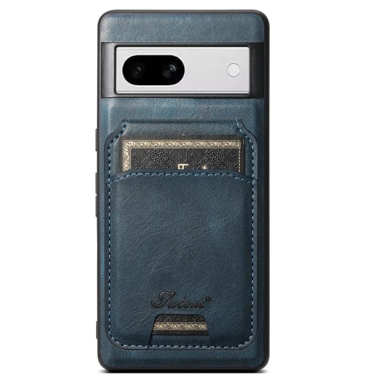 For Google Pixel 8a Suteni H15 Oil Eax Leather Detachable Wallet Back Phone Case(Blue) - Google Cases by Suteni | Online Shopping UK | buy2fix