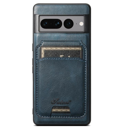 For Google Pixel 10 Pro XL Suteni H15 Oil Eax Leather Detachable Wallet Back Phone Case(Blue) - Google Cases by Suteni | Online Shopping UK | buy2fix