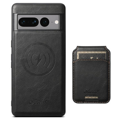 For Google Pixel 10 Pro Suteni H15 Oil Eax Leather Detachable Wallet Back Phone Case(Black) - Google Cases by Suteni | Online Shopping UK | buy2fix
