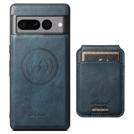 For Google Pixel 10 Pro Suteni H15 Oil Eax Leather Detachable Wallet Back Phone Case(Blue)