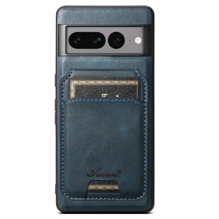 For Google Pixel 10 Pro Suteni H15 Oil Eax Leather Detachable Wallet Back Phone Case(Blue) - Google Cases by Suteni | Online Shopping UK | buy2fix
