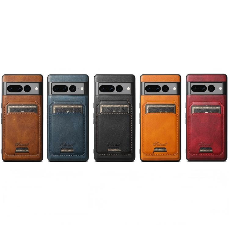 For Google Pixel 8a Suteni H15 Oil Eax Leather Detachable Wallet Back Phone Case(Brown) by Suteni