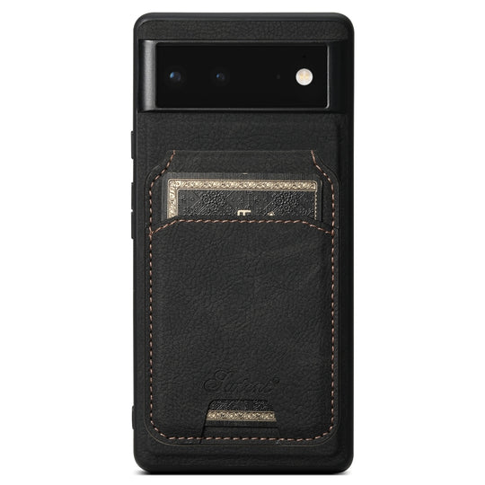 For Google Pixel 6 Pro Suteni H16 Litchi Texture Leather Detachable Wallet Back Phone Case(Black)