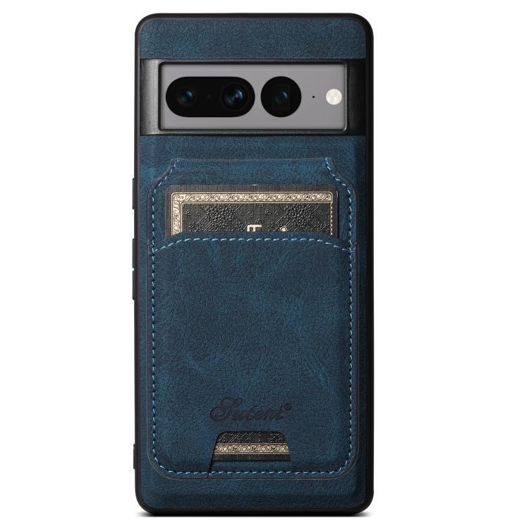 For Google Pixel 10 Pro Suteni H16 Litchi Texture Leather Detachable Wallet Back Phone Case(Blue) - Google Cases by Suteni | Online Shopping UK | buy2fix