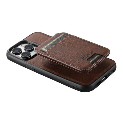 For iPhone 15 Pro Suteni H16 Litchi Texture Leather Detachable Wallet Back Phone Case(Brown) - iPhone 15 Pro Cases by Suteni | Online Shopping UK | buy2fix