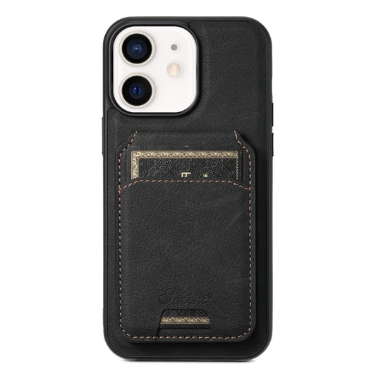 For iPhone 12  Suteni H16 Litchi Texture Leather Detachable Wallet Back Phone Case(Black) - iPhone 12 / 12 Pro Cases by Suteni | Online Shopping UK | buy2fix