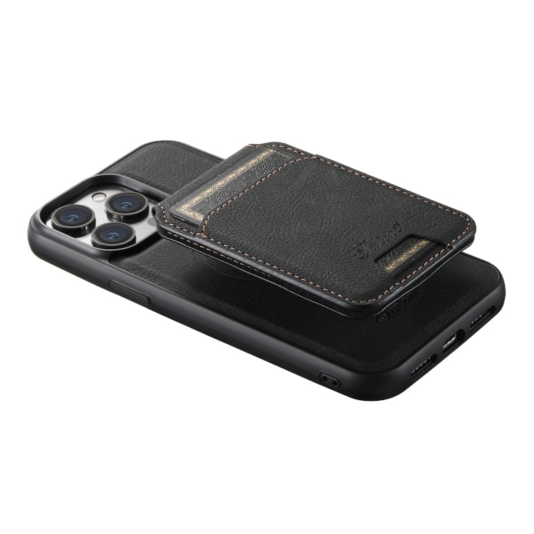 For iPhone 12  Suteni H16 Litchi Texture Leather Detachable Wallet Back Phone Case(Black) - iPhone 12 / 12 Pro Cases by Suteni | Online Shopping UK | buy2fix