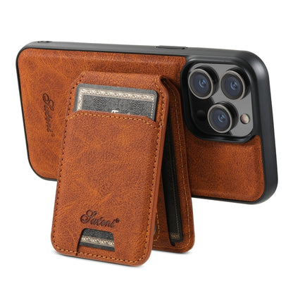For iPhone 12  Suteni H16 Litchi Texture Leather Detachable Wallet Back Phone Case(Khaki) - iPhone 12 / 12 Pro Cases by Suteni | Online Shopping UK | buy2fix