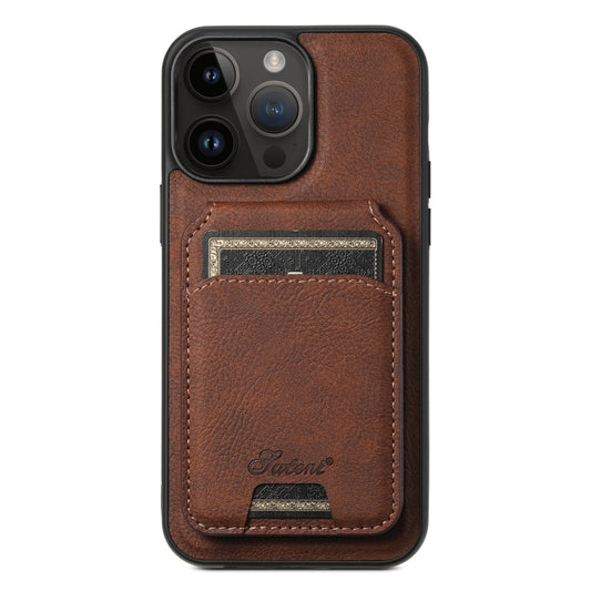 For iPhone 12 Pro Max Suteni H16 Litchi Texture Leather Detachable Wallet Back Phone Case(Brown) - iPhone 12 Pro Max Cases by Suteni | Online Shopping UK | buy2fix