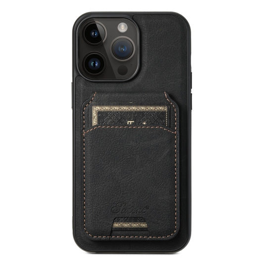 For iPhone 12 Pro Suteni H16 Litchi Texture Leather Detachable Wallet Back Phone Case(Black) - iPhone 12 / 12 Pro Cases by Suteni | Online Shopping UK | buy2fix