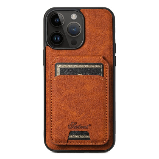 For iPhone 12 Pro Suteni H16 Litchi Texture Leather Detachable Wallet Back Phone Case(Khaki) - iPhone 12 / 12 Pro Cases by Suteni | Online Shopping UK | buy2fix