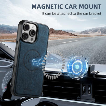 For iPhone 16e Suteni H16 Litchi Texture Leather Detachable Wallet Back Phone Case(Blue) - iPhone 16e Cases by Suteni | Online Shopping UK | buy2fix