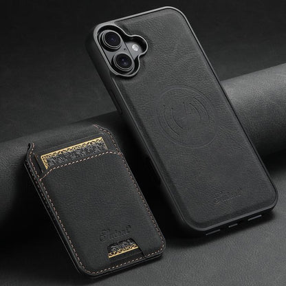 For iPhone 17 Suteni H16 Litchi Texture Leather Detachable Wallet Back Phone Case(Black) - iPhone 17 Cases by Suteni | Online Shopping UK | buy2fix