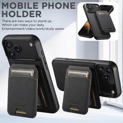 For iPhone 17 Suteni H16 Litchi Texture Leather Detachable Wallet Back Phone Case(Black) - iPhone 17 Cases by Suteni | Online Shopping UK | buy2fix