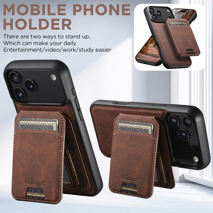 For iPhone 17 Suteni H16 Litchi Texture Leather Detachable Wallet Back Phone Case(Brown) - iPhone 17 Cases by Suteni | Online Shopping UK | buy2fix
