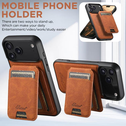 For iPhone 17 Suteni H16 Litchi Texture Leather Detachable Wallet Back Phone Case(Khaki) - iPhone 17 Cases by Suteni | Online Shopping UK | buy2fix