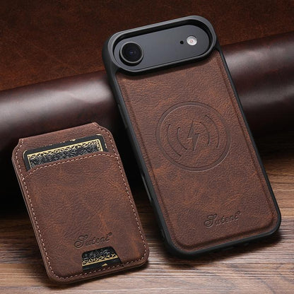 For iPhone 17 Air Suteni H16 Litchi Texture Leather Detachable Wallet Back Phone Case(Brown) - iPhone 17 Air Cases by Suteni | Online Shopping UK | buy2fix