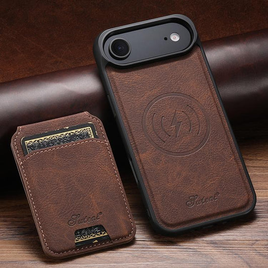For iPhone 17 Air Suteni H16 Litchi Texture Leather Detachable Wallet Back Phone Case(Brown) - iPhone 17 Air Cases by Suteni | Online Shopping UK | buy2fix