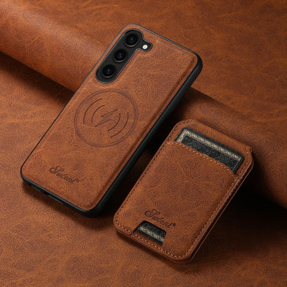 For Samsung Galaxy S23+ 5G Suteni H16 Litchi Texture Leather Detachable Wallet Back Phone Case(Brown) - Galaxy S23+ 5G Cases by Suteni | Online Shopping UK | buy2fix