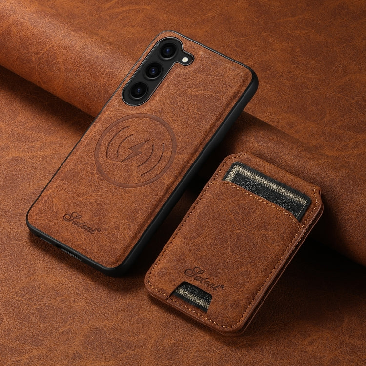 For Samsung Galaxy S23 5G Suteni H16 Litchi Texture Leather Detachable Wallet Back Phone Case(Khaki) - Galaxy S23 5G Cases by Suteni | Online Shopping UK | buy2fix
