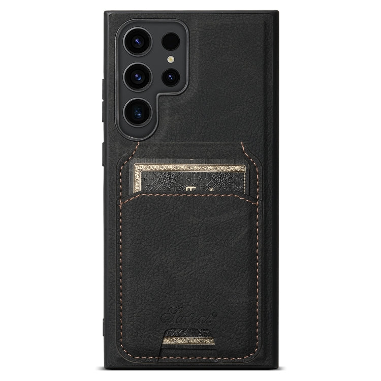 For Samsung Galaxy S22 Ultra 5G Suteni H16 Litchi Texture Leather Detachable Wallet Back Phone Case(Black) - Galaxy S22 Ultra 5G Cases by Suteni | Online Shopping UK | buy2fix