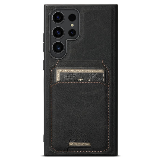 For Samsung Galaxy S22 Ultra 5G Suteni H16 Litchi Texture Leather Detachable Wallet Back Phone Case(Black) - Galaxy S22 Ultra 5G Cases by Suteni | Online Shopping UK | buy2fix