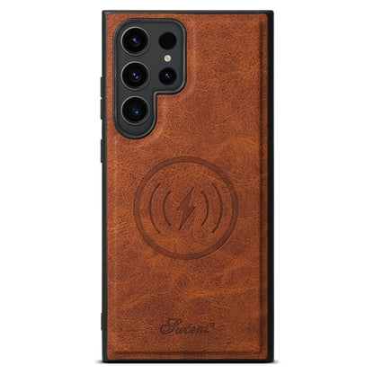 For Samsung Galaxy S22 Ultra 5G Suteni H16 Litchi Texture Leather Detachable Wallet Back Phone Case(Khaki) by Suteni