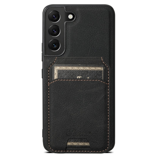 For Samsung Galaxy S22+ 5G Suteni H16 Litchi Texture Leather Detachable Wallet Back Phone Case(Black) - Galaxy S22+ 5G Cases by Suteni | Online Shopping UK | buy2fix