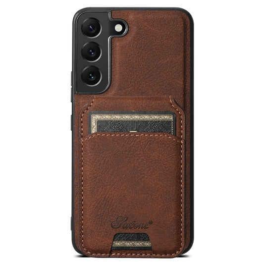 For Samsung Galaxy S22 5G Suteni H16 Litchi Texture Leather Detachable Wallet Back Phone Case(Brown) - Galaxy S22 5G Cases by Suteni | Online Shopping UK | buy2fix