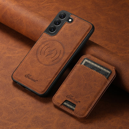 For Samsung Galaxy S22 5G Suteni H16 Litchi Texture Leather Detachable Wallet Back Phone Case(Khaki) - Galaxy S22 5G Cases by Suteni | Online Shopping UK | buy2fix