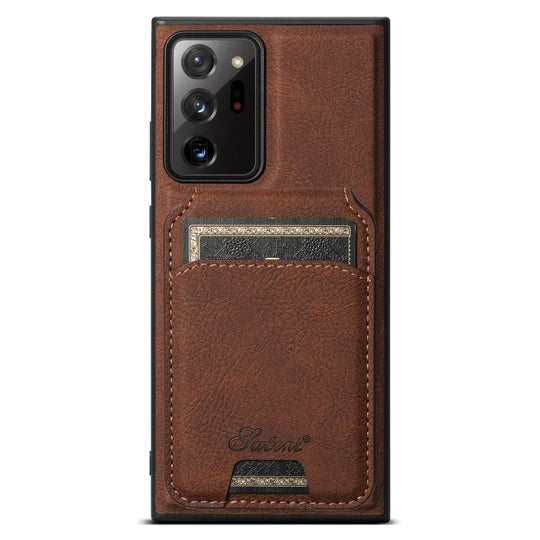 For Samsung Galaxy Note20 Ultra 5G Suteni H16 Litchi Texture Leather Detachable Wallet Back Phone Case(Brown)