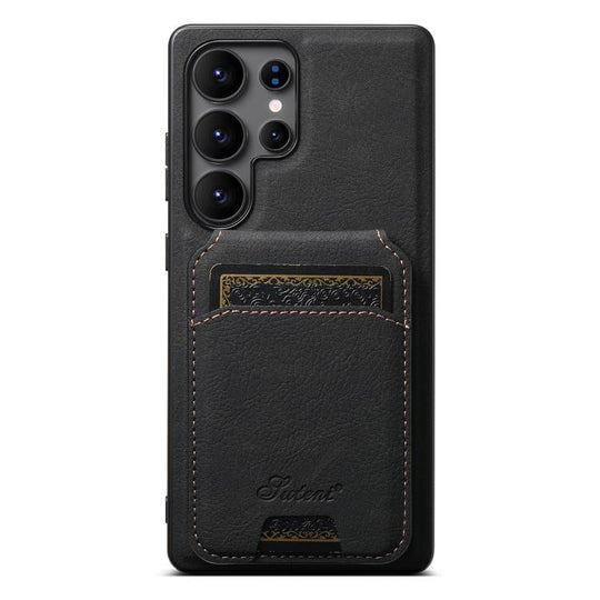 For Samsung Galaxy S25 Ultra 5G Suteni H16 Litchi Texture Leather Detachable Wallet Back Phone Case(Black)